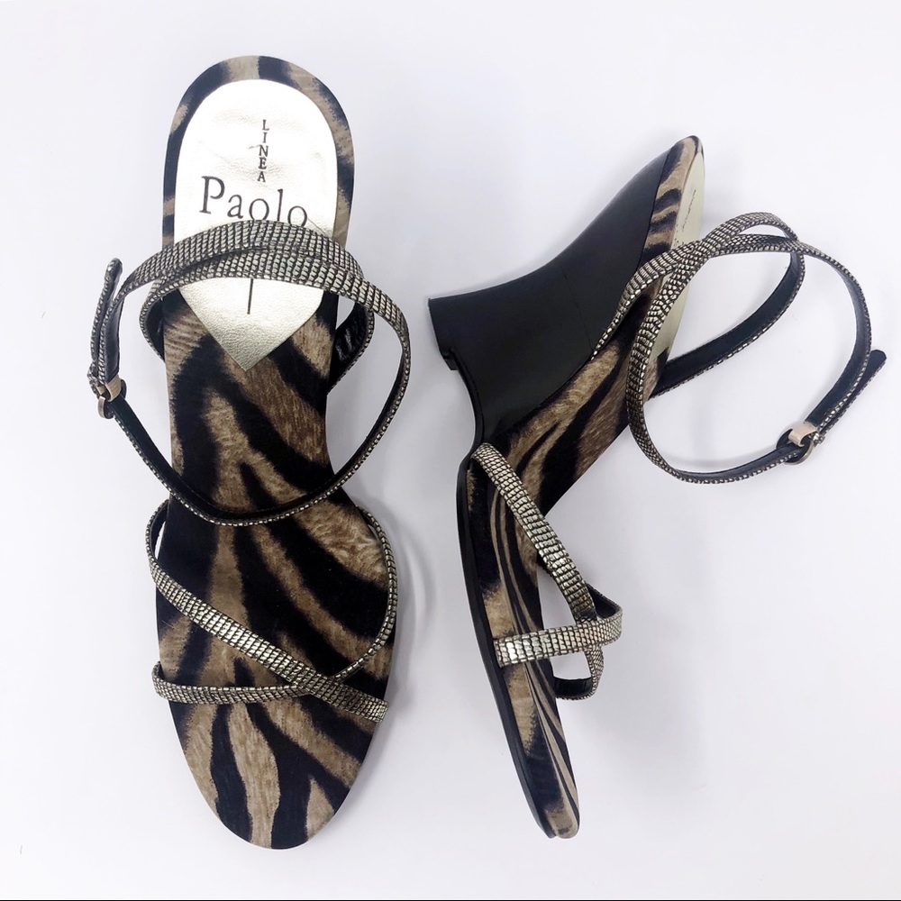 LINEA PAOLO WEDGES strappy sandals silver  8.5